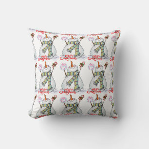 *CHRISTMAS SNOWMAN//SNOWMAN FAMILY ON BACK" PILLOW