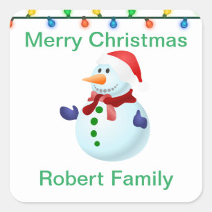 Christmas Snowman Square Sticker