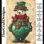 Christmas Snowman Steampunk Vibe BK9 Decoupage Tissue Paper<br><div class="desc">🖤 Christmas Snowman Steampunk Vibe Decoupage Tissue Paper. Add a steampunk twist to your holiday creations with this quirky snowman design with an illegible script background. Perfect for decoupage, mixed media, and gift wrapping, this tissue paper features a mechanical snowman decked out in festive gear (literally!). With gears, bolts, and...</div>