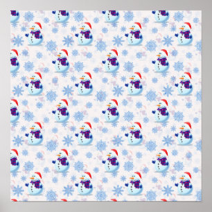 Christmas Snowman Surface Pattern Download Poster