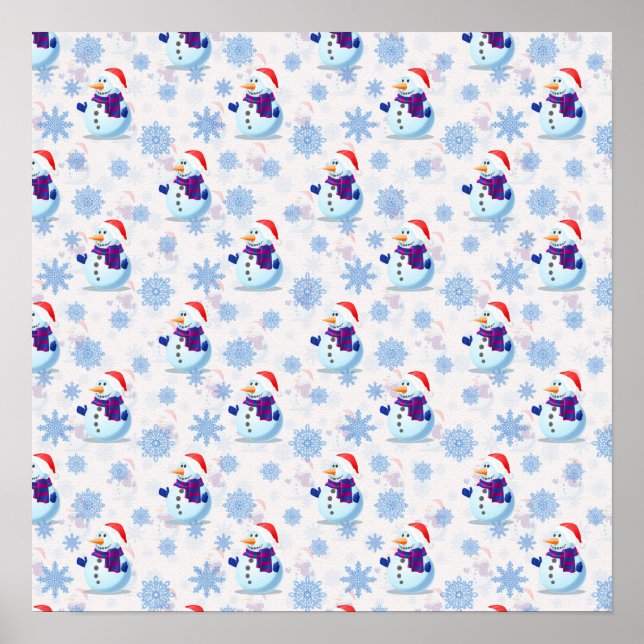 Christmas Snowman Surface Pattern Download Poster (Front)