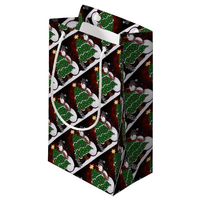 Christmas Snowman Surprise Holidays Small Gift Bag (Front Angled)