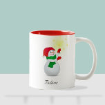 Christmas Snowman  T-Shirt Two-Tone Coffee Mug<br><div class="desc">Christmas snowman. Believe text can be personalized.</div>