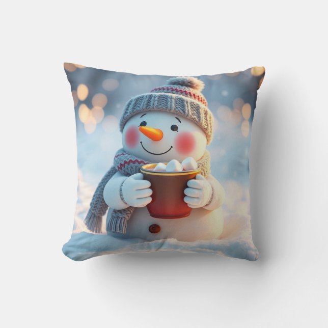 Christmas snowman throw pillow (Front)