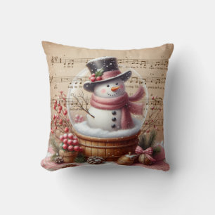 Christmas Snowman Throw Pillow