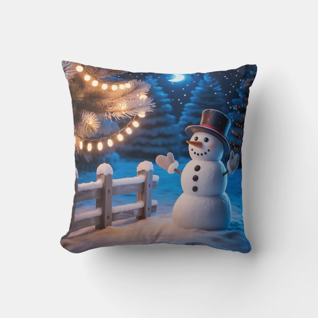 Christmas Snowman Throw Pillow (Front)