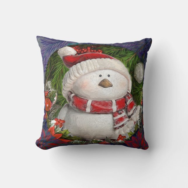 Christmas Snowman Throw Pillow (Front)