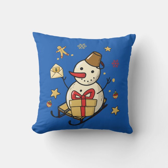 Christmas Snowman Throw Pillow (Front)