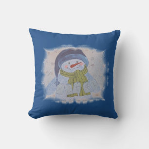 Christmas snowman throw pillow