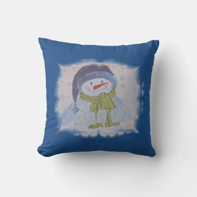 Christmas snowman throw pillow (Front)