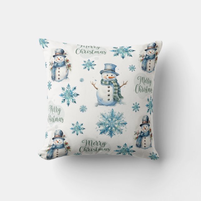 Christmas Snowman  Throw Pillow (Front)