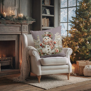 Christmas snowman throw pillow