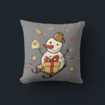 Christmas Snowman Throw Pillow<br><div class="desc">A cute snowman on a sleigh with a present,  a little letter and Christmas decorations.</div>