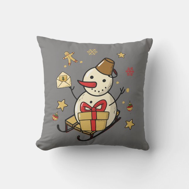 Christmas Snowman Throw Pillow (Front)
