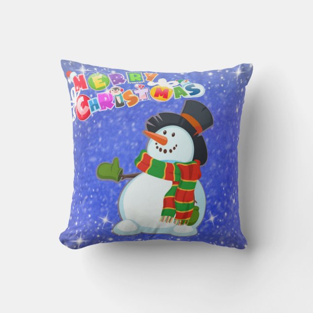 Christmas Snowman Throw Pillow (Front)
