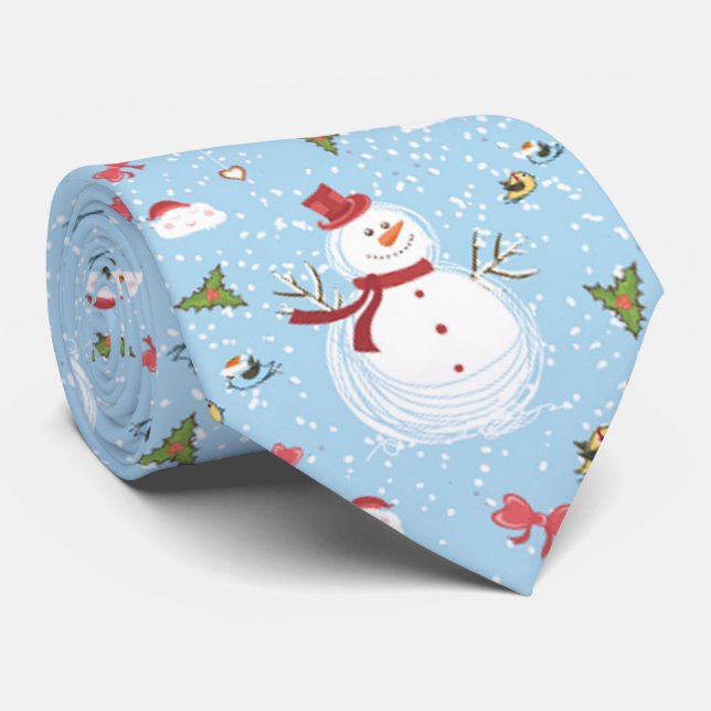 Christmas Snowman Tie (Rolled)