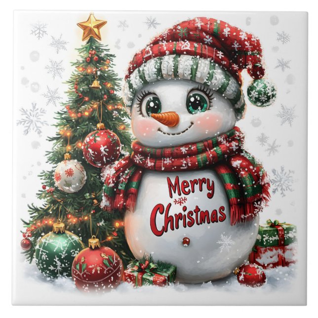 Christmas Snowman Tile (Front)