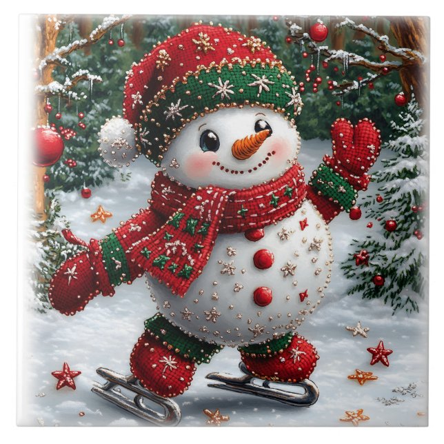 Christmas Snowman Tile (Front)