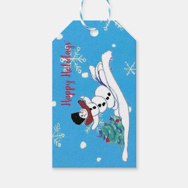 Christmas Snowman & Tree Holiday Gift Tag (Front)