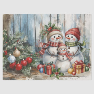 Christmas Snowman Vintage Watercolor Decoupage Tissue Paper