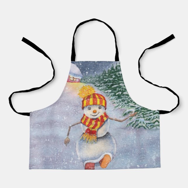 Christmas snowman walking apron (Front)