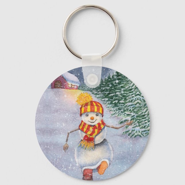 Christmas snowman walking keychain (Front)