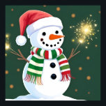 Christmas Snowman Wall Decor For Kids Room<br><div class="desc">Bring festive winter charm into your space with this Christmas Snowman Wall Decor For Kids Room poster featuring a happy snowman holding sparklers and wearing a Santa hat. This poster is perfect for holiday decorating, winter bedrooms, classrooms, playrooms, and seasonal family spaces. ✨ Why You’ll Love It Cheerful snowman holiday...</div>