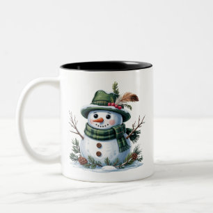 Christmas Snowman Winter Season Holiday Two-Tone Coffee Mug