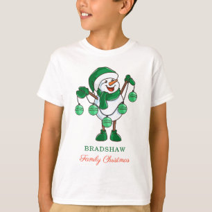 Christmas Snowman with Baubles Family Matching T-Shirt