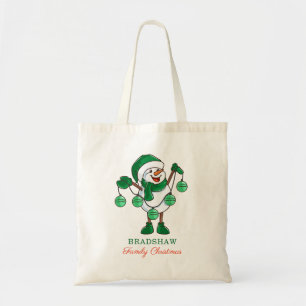 Christmas Snowman with Baubles Family Tote Bag