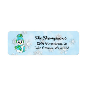 Christmas Snowman with blue Snowflake Background