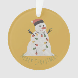 Christmas Snowman with Fairy Lights Ornament