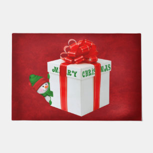 Christmas Snowman With Gift Doormat