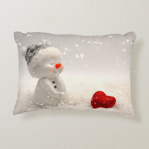 Christmas Snowman with Heartwarming Love Accent Pillow