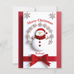 Christmas Snowman with Winter Snowflakes Design Postcard