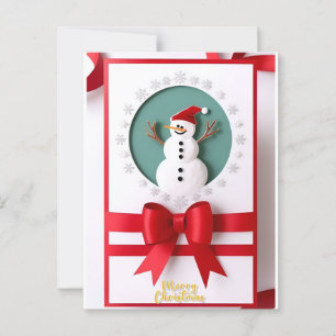 Christmas Snowman with Winter Snowflakes Design Postcard