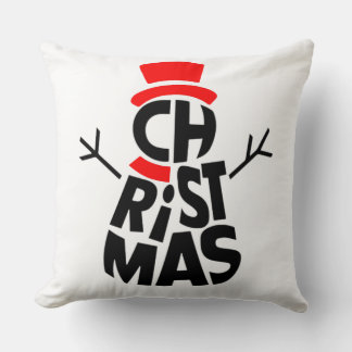 Christmas Snowman Word Art  Throw Pillow