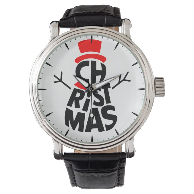 Christmas Snowman Word Art Watch (Front)