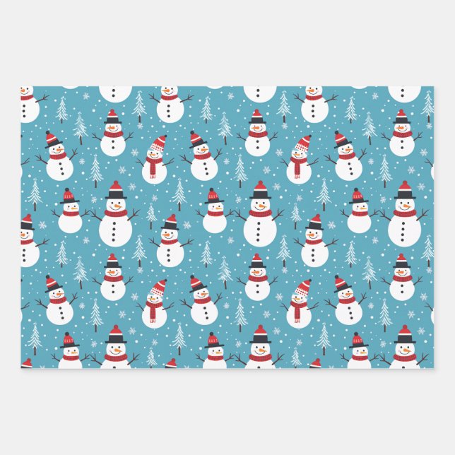 Christmas Snowman Wrapping Paper (Front)