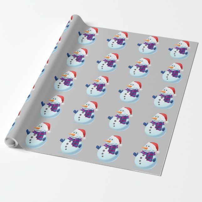 Christmas Snowman Wrapping Paper (Unrolled)
