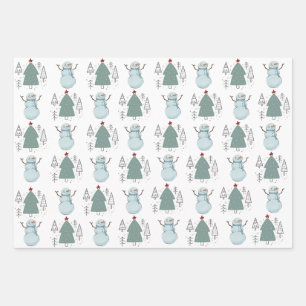 Christmas Snowman Wrapping Paper Sheet