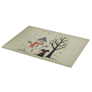 Christmas Snowman Xmas Dog Winter Cutting Board