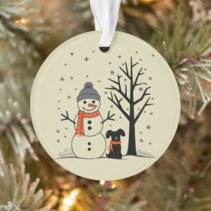 Christmas Snowman Xmas Dog Winter Ornament