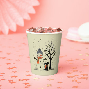 Christmas Snowman Xmas Dog Winter Paper Cups