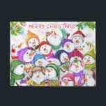 Christmas Snowmans Doormat<br><div class="desc">Christmas Doormats with Happy Snowmans Merry Christmas Party Funny Drawing Snowman Celebration Doormat - or Choose / Add Your Unique Text / Font / Colour - Make Your Special Christmas Gift - Resize and move or remove and add elements / image with Customization tool ! - Drawing and Design by...</div>