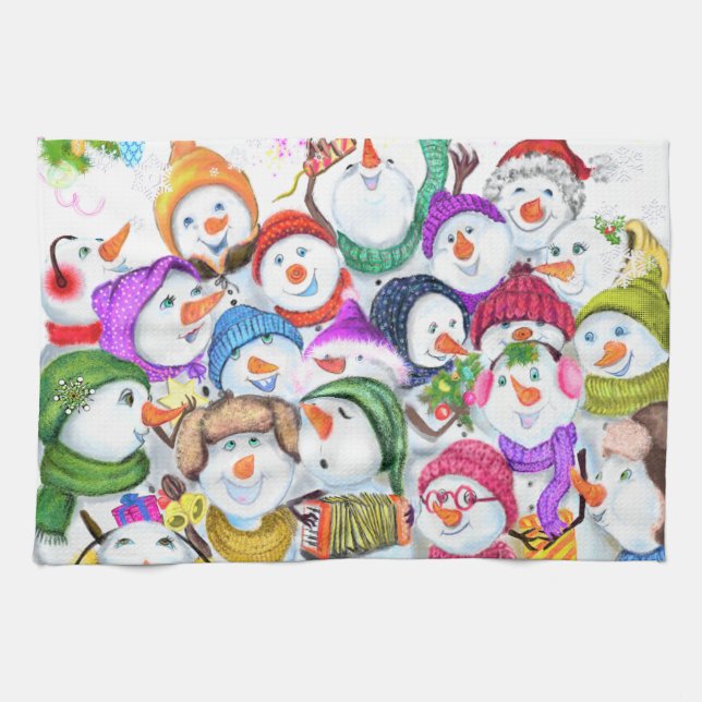 Christmas Snowmans Kitchen Towel (Horizontal)