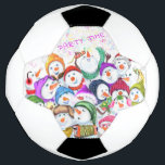 Christmas Snowmans Soccer Ball<br><div class="desc">Christmas Soccer Balls with Happy Snowmans Christmas Party Funny Drawing Snowman Celebration Soccer Ball with Text - Customizable - or Choose / Add Your Unique Text / Font / Color - Make Your Special Gift - Resize and move or remove and add elements / image with Customization tool ! -...</div>