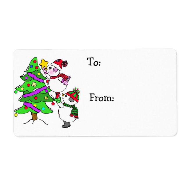 Christmas Snowmen Decorating Tree To and From (Front)