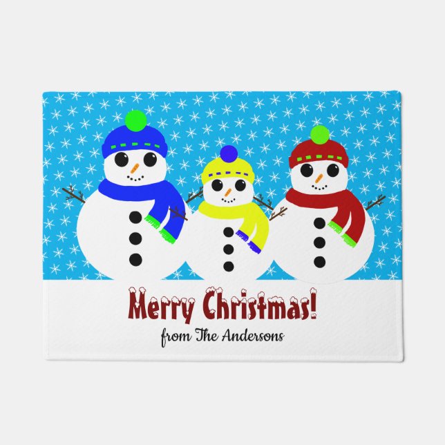 Christmas Snowmen Door Mat (Front)