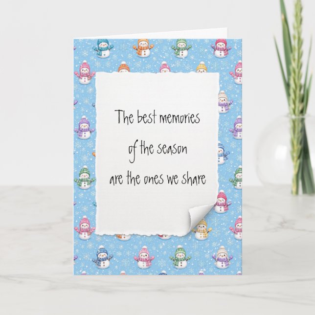 Christmas Snowmen in Snowflakes Card (Front)